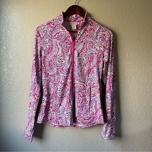 Tommy Bahama Golf & Tennis Womens Medium Pink Floral Long Sleeve Shirt Jacket